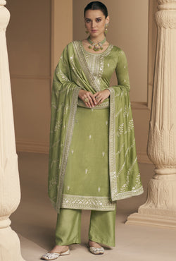 Mint Green Premium Silk Embroidered Salwar Suit