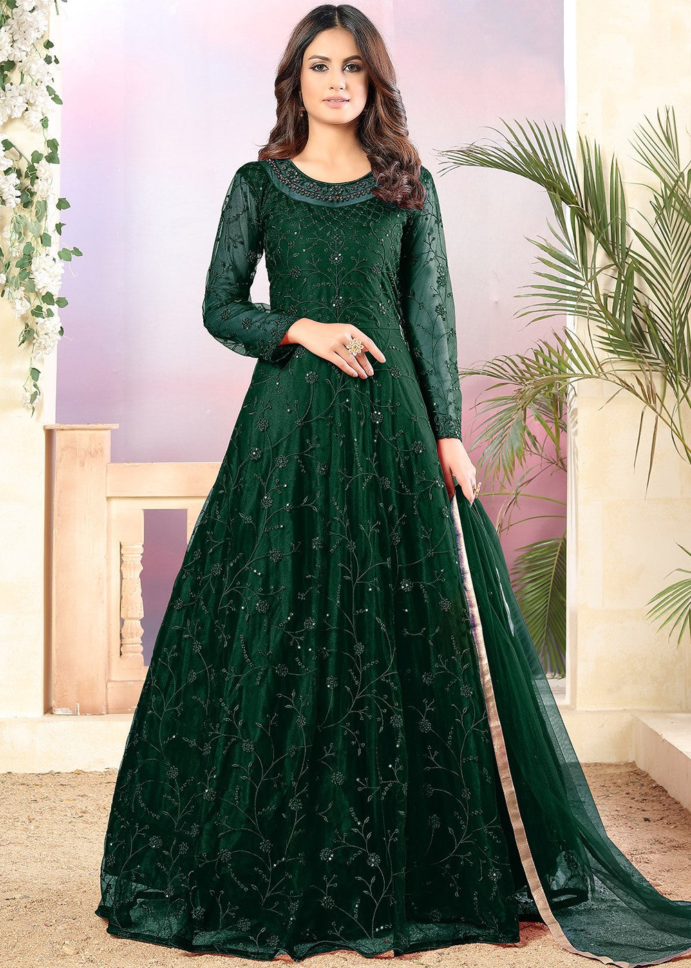 Dark green hotsell frock suit