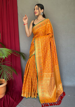 Orange Patola Silk Saree with Patola Blouse