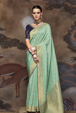 Light Green Dola Silk Woven Saree with Butti Work