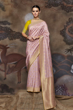 Light Pink Dola Silk Woven Saree with Butti Work