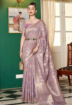 Purple Designer Modal Silk Saree with Matching Blouse