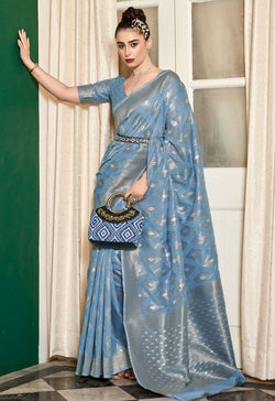 Blue Designer Modal Silk Saree with Matching Blouse