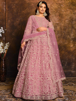 Pink Net Designer Anarkali Suit